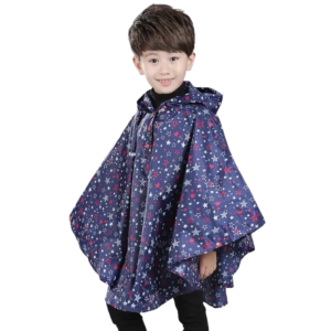 Poncho pluie bébé bleu foncé étoiles