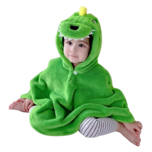 Poncho bébé d'hiver en coton dinosaure
