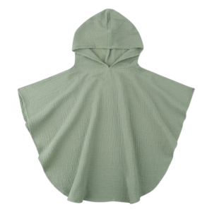 Poncho de bain bébé en coton léger vert