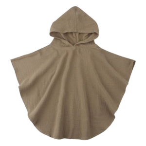 Poncho de bain bébé en coton léger beige foncé