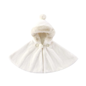 Poncho bébé de voyage en polaire beige clair