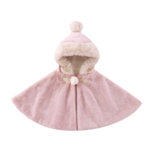 Poncho bébé de voyage en polaire rose